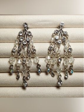 Vintage Crystal Rhinestone Chandelier Earrings
